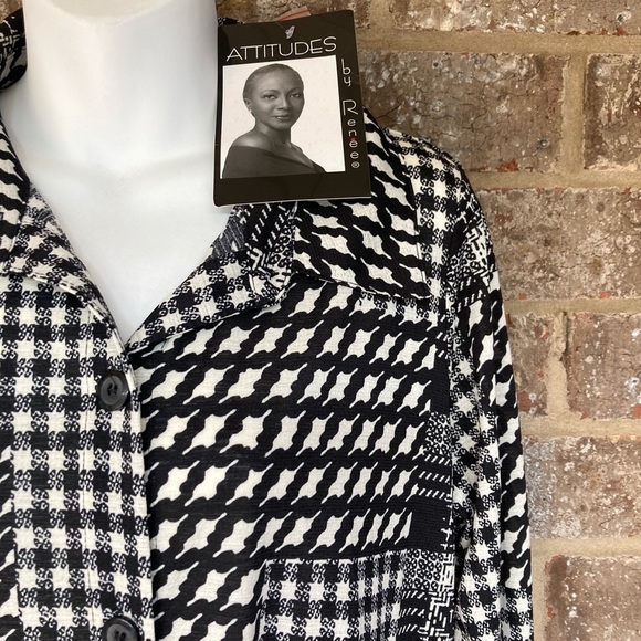 Attitudes by Renee Women's Petite Dress PM Midi Black Button Down NWT - Picture 5 of 12